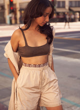 Petite streetwear shorts for women under 5'4 - Cream Nylon