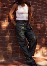 Petite leather cargo pants for women under 5'4