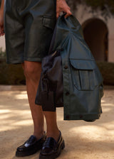 Petite leather crop shirt for women under 5'4