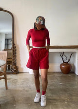 Petite streetwear shorts for women under 5'4 - Red Nylon