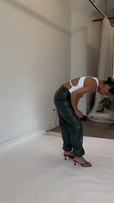 Petite leather cargo pants for women under 5'4