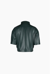 Petite leather crop shirt for women under 5'4