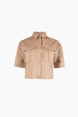 Petite crop shirt for women under 5'4 - Khaki