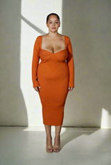 Petite knit midi dress for women under 5'4