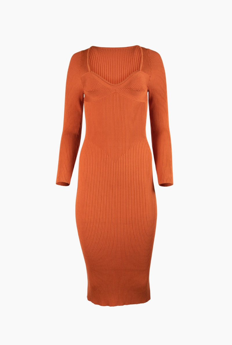 Petite knit midi dress for women under 5'4