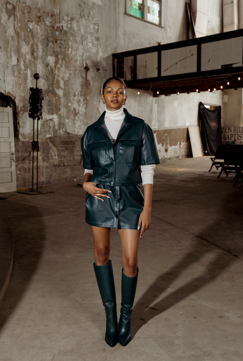 Leather Jacket Women Wearing Leather Skirts And Boots Petite