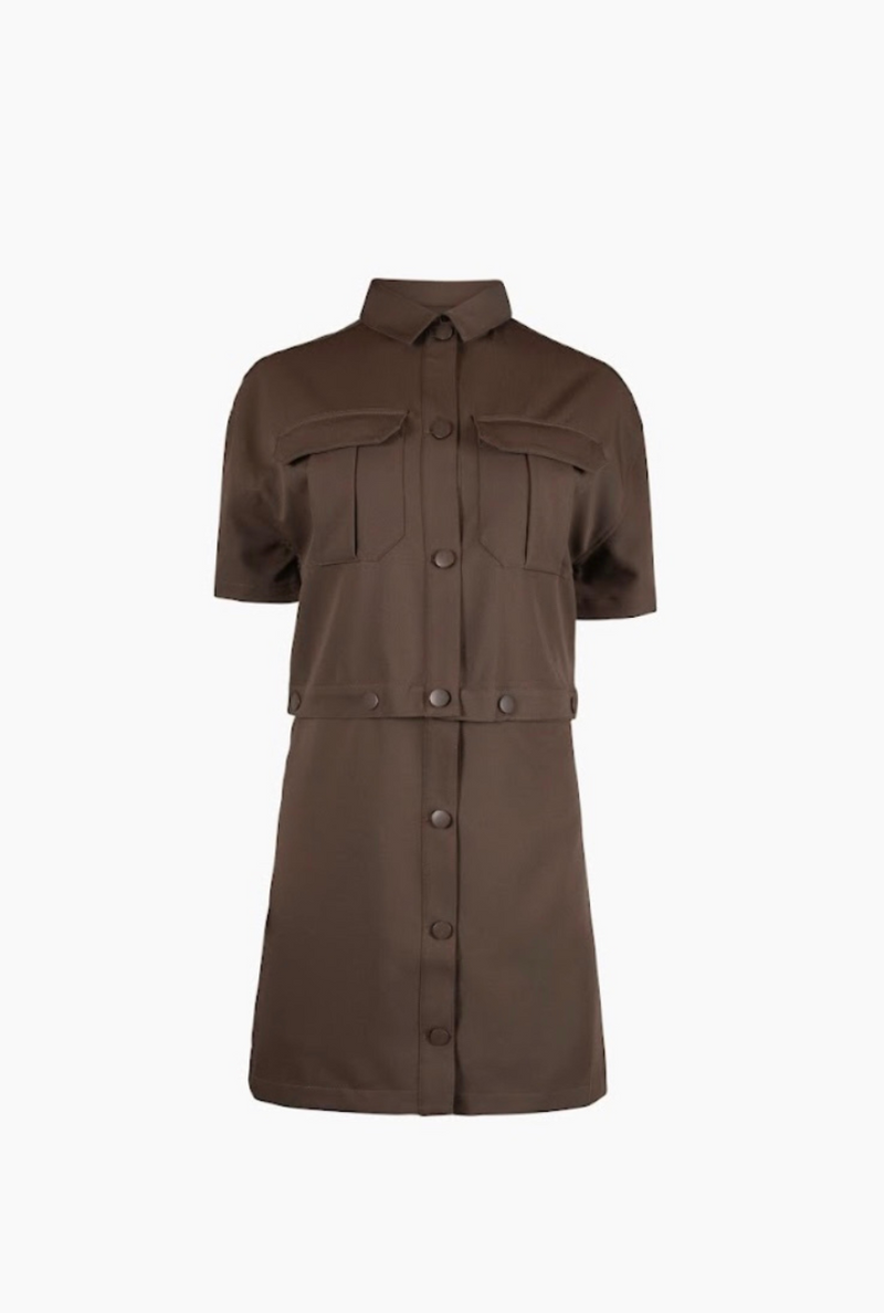 4 In 1 Shirt Dress In Chocolate Brown - Clothing for Petite Women XS / Chocolate 4 In 1 Shirt Dress In Chocolate Brown - Clothing for Petite Women XS / Chocolate
